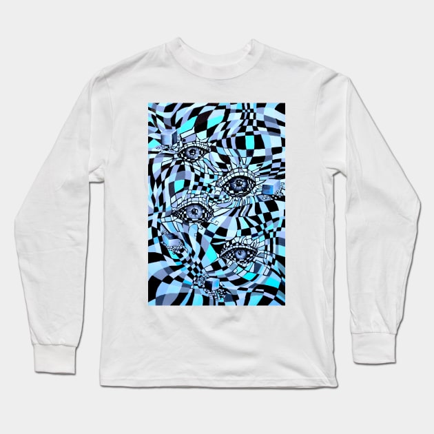 Conspiracy All Seeing Eye in Chessboard Style Long Sleeve T-Shirt by Nisuris Art